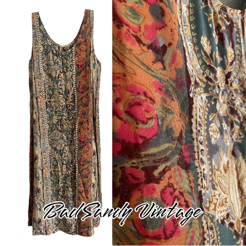 VTG 90s Print Neoclassical Tank Dress
